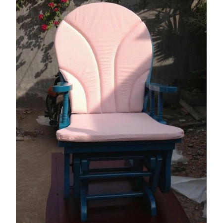 Ghế Lắc Trẻ Em : Ghế Màu Xanh + Nệm Caro Xanh